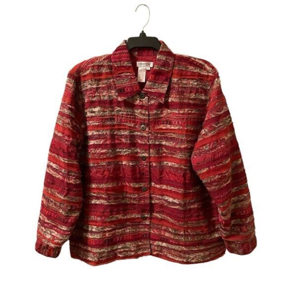 Coldwater Creek‎ Red Textured Blazer Jacket 2X Plus Size Art To Wear